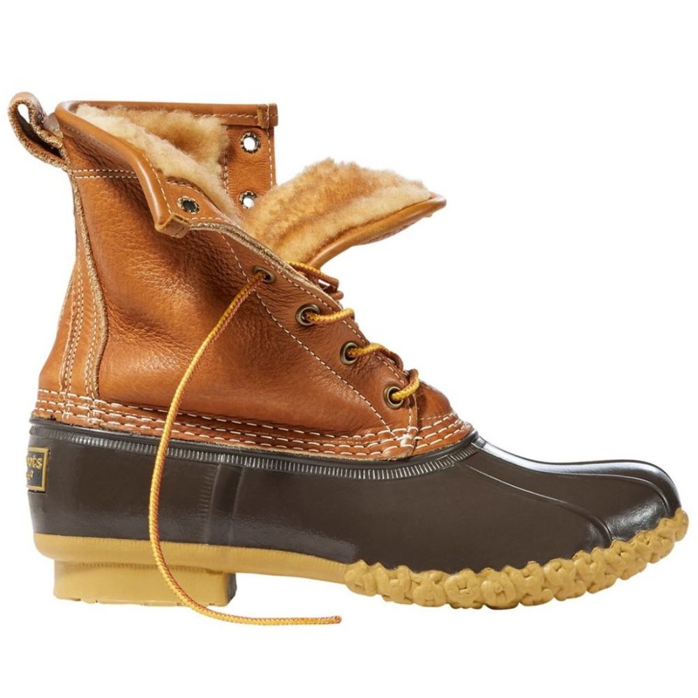 Bean Boots, 8" Tumbled Leather Shearing Lined